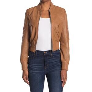 Walter Baker 'Hailey' Brown Leather Bomber Jacket Size S
